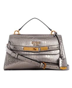 GUESS Enisa Top Handle Flap, Pewter