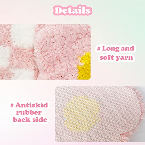 Handmade Preppy Coasters, Tufted Pink Pastel Smily Face Rug Cute Aesthetic Home Room Decor Drinks Coffee Table Gift 4Pcs | The Storepaperoomates Retail Market - Fast Affordable Shopping