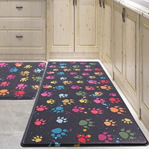PCSWEET HOME Kitchen Mat Cushioned Anti-Fatigue Floor Mat,Waterproof Non-Skid Kitchen Mats and Rugs Heavy Duty Comfort Standing Mat for Kitchen, Home, Office, Sink, Laundry, Colorful Paws (Multicolor)