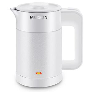 0.6L Small Electric Kettles Stainless Steel, Travel Mini Hot Water Boiler Heater, Double Wall Cool Touch Portable Teapot , Auto Shut-Off & Boil-Dry Protection, 120V/800W, 2 Year Warranty (white)