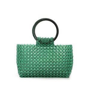 YUSHINY Women Colored Transparent Beaded Acrylic Handbag Evening Handmade Bags for Wedding Party (Green)