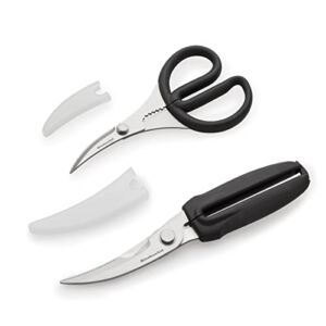 KitchenAid Stainless Steel All Purpose Poultry and Seafood Shears Set with Soft Touch Handles, 2 Piece, Black