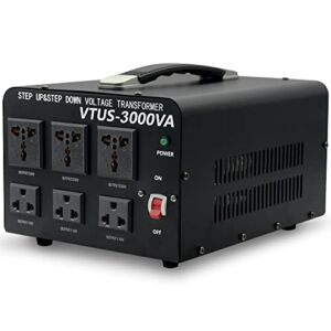Cantonape Voltage Transformer Converter 3000 Watt Step Up/Down Convert from 110-120 Volt to 220-240 Volt and from 220-240 Volt to 110-120 Volt with 3 US Outlets, 3 Universal Outlets