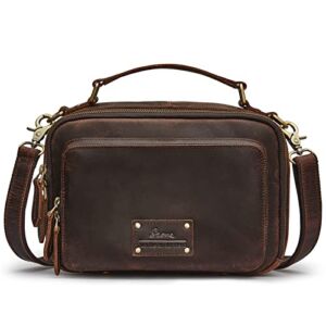 S-ZONE Genuine Leather Crossbody Purses for Women Vintage Top Handle Handbags Shoulder Bag