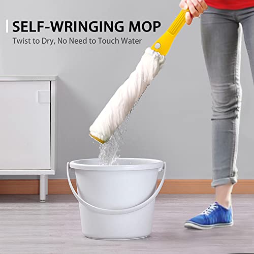 Self Wringing Mop with 2 Washable Heads, JEHONN Wet Mop for Floor Cleaning Heavy Duty, 51 Inch Long Handle Twist Mop for Hardwood Vinyl Tile Marble Laminate Home Office Kitchen (Yellow) | The Storepaperoomates Retail Market - Fast Affordable Shopping