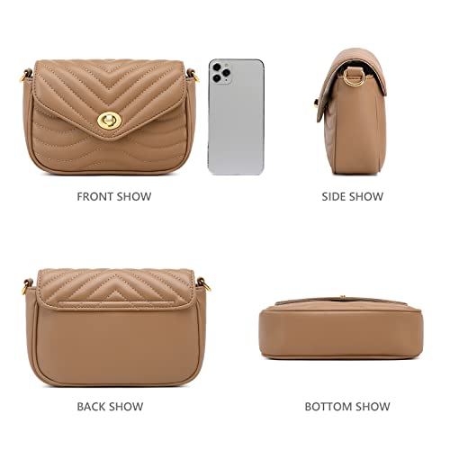 Brown Purse Small Purses 3pcs Sets Crossbody Bags for Women Quilted Shoulder bag for Women Lightweight Cross body Bags Trendy Purse and Handbags | The Storepaperoomates Retail Market - Fast Affordable Shopping