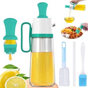 Olive Oil Dispenser Bottle for Kitchen with Brush Silicone Measuring Dropper,18.6oz Glass Oil and Vinegar Bottle Wide Mouth Easy Refill Oil Container for Cooking,Frying,Baking,BBQ Grill,Air Fryer