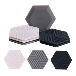 Dirani Design Set of 6 Colorée Coasters(Monochrome) for Drinks, Coffee Table Cute Silicone Non Absorbent Outdoor Modern Hexagon Cup Cool Farmhouse, Dishwasher Safe, House Warming Gifts New Home
