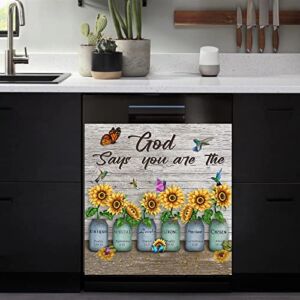 You are My Sunshine Sunflower Dishwasher Magnet Cover Garden Spring Kitchen Dish Washer Sticker Magnetic Panel Decal Christian Home Decoration Appliance Vinyl Sticker（23 x 26 inch