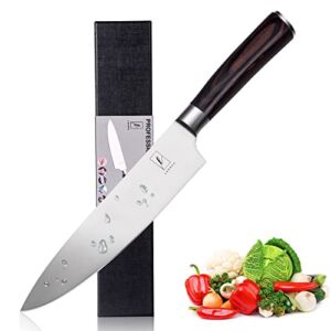 LEERUC Professional Japanese Chef’s Knife – Premium High Carbon German Stainless Steel Kitchen Knifes 8 Inch Paring Knife Meat Knife with Ergonomic Handle and Gift Box, Ultra Sharp