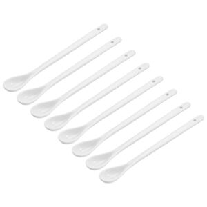 MECCANIXITY Ceramic Spoons 7.3″ White Spoon Stirring Spoons for Home Kitchen Restaurant 16 Pcs
