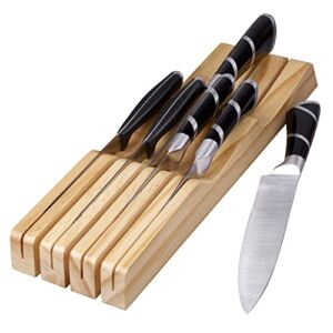 RedCall Kitchen Knife Holder for Drawer Solid Wood Universal Knife Block Without Knives,home & chef Knife Drawer Organizer Insert,Premium Under Cabinet Knife Storage (7 knife holder)