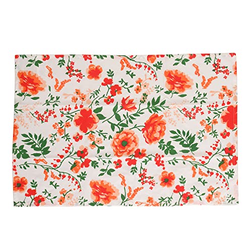 Shop LC Set of 4 Coral & Green Flower Pattern Front Spacious Pocket Breathable Apron Glove Pot Holder & Kitchen Towel | The Storepaperoomates Retail Market - Fast Affordable Shopping
