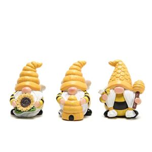 Hodao 3 PCS Bumble Bee Spring Gnome Decorations Honey Bee Gnomes Ornaments World Bee Day Decorations Gifts Fall Thanksgiving Gnomes Figurines Honey Bee Decor Bee Birthday Party Decorations