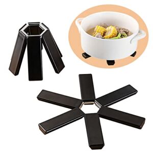 DASITON Folding Pot Pads Home Kitchen Creative Portable Heat Insulation Anti Scalding Dishes Placemats Coasters Heat Insulation High Temperature Bowl Mat （Black 2PCS）