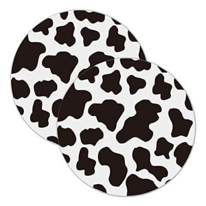 Funny Cow Print Silicone Jar Gripper Pads Round Coasters Multi-Purpose Non Slip Heat Insulation Bottle Lid Openers Gift for Seniors Kids Women Mother Grandma Home Kitchen Accessories Decor 2 Pieces 5″