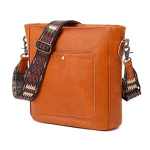 G-FAVOR Leather Crossbody Bag Leather Handbag for Women Brown Vegan Leather Designer Purse Shoulder Zipper Bag for Women