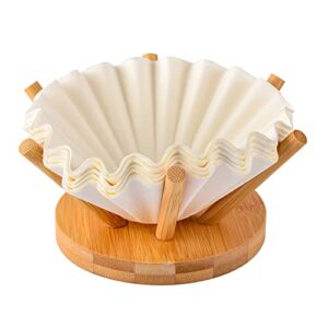 Basket Coffee Filter Holder Storage – CAFEMASY Bamboo Coffee Filters Rack Dispenser for Home Kitchen Coffee Bar Counter Decor