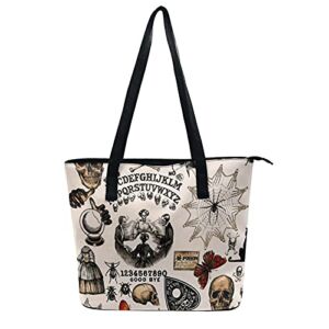 Vintage Skull Skeleton Spider Web Witch Board Gothic Shopping Bag Work Tote Shoulder Bag Womens Travel Handbag Sling Casual Bag for Business, Travel, Date, Party