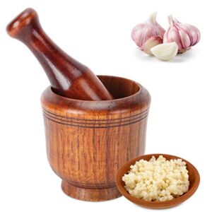 Wooden Grinding Bowl, Durable Hand Made Hygienic And Not Easily Damaged Convenient And Long Service Life Manual Garlic Masher, for Kitchen Home