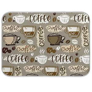 Coffee Dish Drying Mat for Kitchen Counter Decor Eat Signs 18×24 Inch Absorbent Reversible Microfiber Dish Drying Pad Dish Cafe Drainer Rack Mats for Coffee Bar