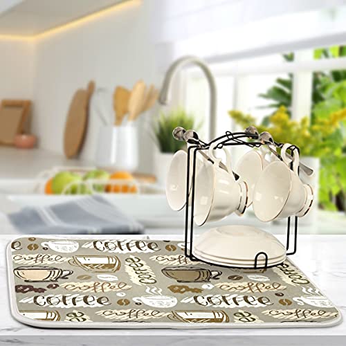 Coffee Dish Drying Mat for Kitchen Counter Decor Eat Signs 18×24 Inch Absorbent Reversible Microfiber Dish Drying Pad Dish Cafe Drainer Rack Mats for Coffee Bar | The Storepaperoomates Retail Market - Fast Affordable Shopping