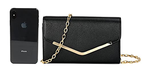 Autumnwell Clutch Purse Evening Bag for Women，Black Envelope Handbag With Detachable Chain for Wedding and Party | The Storepaperoomates Retail Market - Fast Affordable Shopping