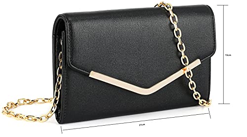 Autumnwell Clutch Purse Evening Bag for Women，Black Envelope Handbag With Detachable Chain for Wedding and Party | The Storepaperoomates Retail Market - Fast Affordable Shopping