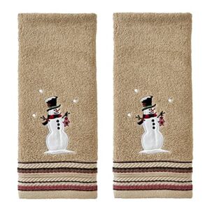 SKL Home by Saturday Knight Ltd. Rustic Plaid Snowman Hand Towel (2-Pack),Wheat