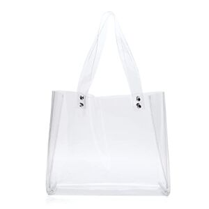 Lam Gallery Women’s PVC Clear Tote Bag for Working Beach Concert Sports Events Bag (Horizontal Style)