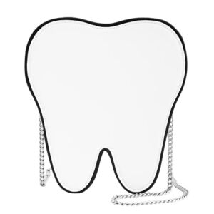 happyteeth Tooth Purse | Tooth Shape Handbag PU Crossbody Metal Chain Shoulder Bag Adjustable Strap Clutch