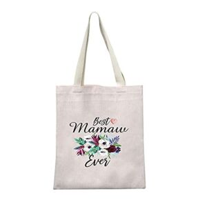TSOTMO Grandma Gift Mamaw Canvas Tote Bag Best Mamaw Ever Gift Mother’s Day Gift (Mamaw canvas)