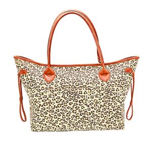 NB Large Leopard Tote Bag,Utility Canvas Shoulder Handbag Cheetah Leopard Printing Beach Bag Weekend Shoulder Bag travel bag camping bag, Personalized Gifts for Women / Teacher