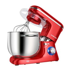 Stand Mixer,AUMATE 8.45-QT 660W 6-Speed Tilt-Head Food Mixer,Kitchen Electric Mixer with Bowl,Dough Hook,Wire Whisk & Beater(8.45QT,Red)