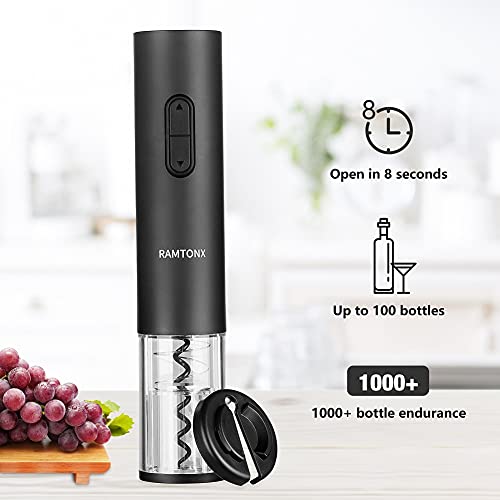 Electric Wine Bottle Opener, Wine Opener Corkscrew Key Set with Foil Cutter,Automatic Reusable Easy Carry Black Wine Opener Gift for Waiter Women in Home Kitchen Party Bar Outdoor | The Storepaperoomates Retail Market - Fast Affordable Shopping