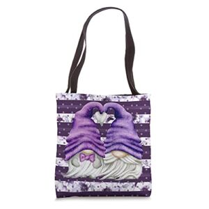 Purple Gnome Lover Motif – Cute Aesthetic Anemones Pattern Tote Bag