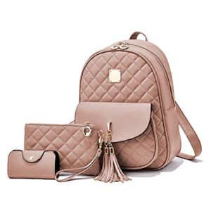 Lanpet Women’s Fashion Backpack Purse 3-pieces PU Leather Shoulder Bags Ladies Travel Bookbag Casual Backpack 3 in 1 Set