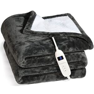 Heated Blanket, Machine Washable Extremely Soft and Comfortable Electric Blanket Throw Fast Heating with Hand Controller 10 Heating Settings and auto Shut-Off (50 x 60)