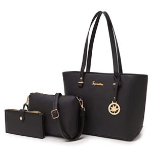 Large Purse Handbag Women Fashion Tote Bag Shoulder Bag Top Handle Satchel Wallet Set 3pcs