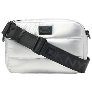 DKNY womens Dkny Avia Camera Bag Crossbody, Silver/Black, One Size US