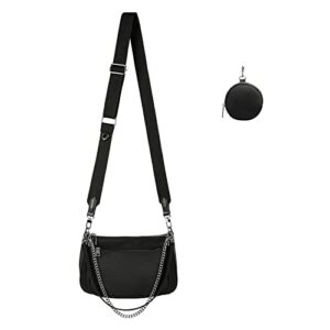 Black Nylon Crossbody Bag for Women with Coin Purse Mothers Day Gifts Summer Shoulder Bags Tote Bag 3 Size Bag