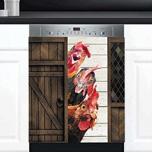 Homega Funny Rooster Dishwasher Magnet CoverFarmhouse Chicken Fridge Magnetic Sheet Farm Magnets DecalWaterproof Rooster Sticker for Kitchen Home Decorative 23x 26 Magnet 23 W x 26 H inch