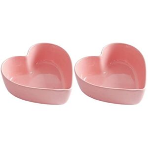 Wait Fly 2pcs Heart-Shaped Bowls for Salad Soup Snack Dessert Household Cooking Bowls for Home Kitchen, Pink