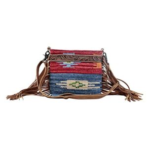 Myra Bag Sunset Hand-Tooled Bag Upcycled Cotton & Leather S-3076
