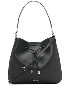 Calvin Klein Harmony Draw String Bucket Bag, Black/Silver
