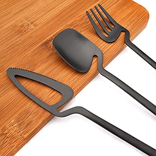 JANKNG Luxury Matte Black Silverware Set, 32-Piece 304 Stainless Steel Flatware Sets for 8, Unique Hangable cup Silverware Cutlery Utensil Set for Home, Kitchen and Restaurant （Black） | The Storepaperoomates Retail Market - Fast Affordable Shopping