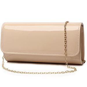 Patent Leather Envelope Clutch Womens Evening Handbag Stylish Shoulder Bag Purse for Christmas Wedding Party Prom (Nude-C) Standard