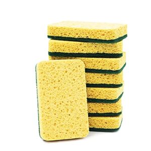 Temede Heavy Duty Cellulose Scrub Sponges – 8 Count, Double-Sided Scrubber Sponge for Kitchen Cleaning, Non-Scratch Sponges for Dishes, Efficient Scouring Pad for Pot, Pan, Household, Cookware