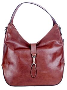 Primo Sacchi Ladies Luxury Italian Light Brown Leather Top Handle Shoulder Bag Adjustable Strap