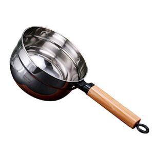 Cabilock Stainless Steel Soup Ladle Kitchen Ladle Cooking Ladle Serving Dipper Spoon Noodle Salad Bowl Food Container with Wood Handle for Home Kitchen Silver
